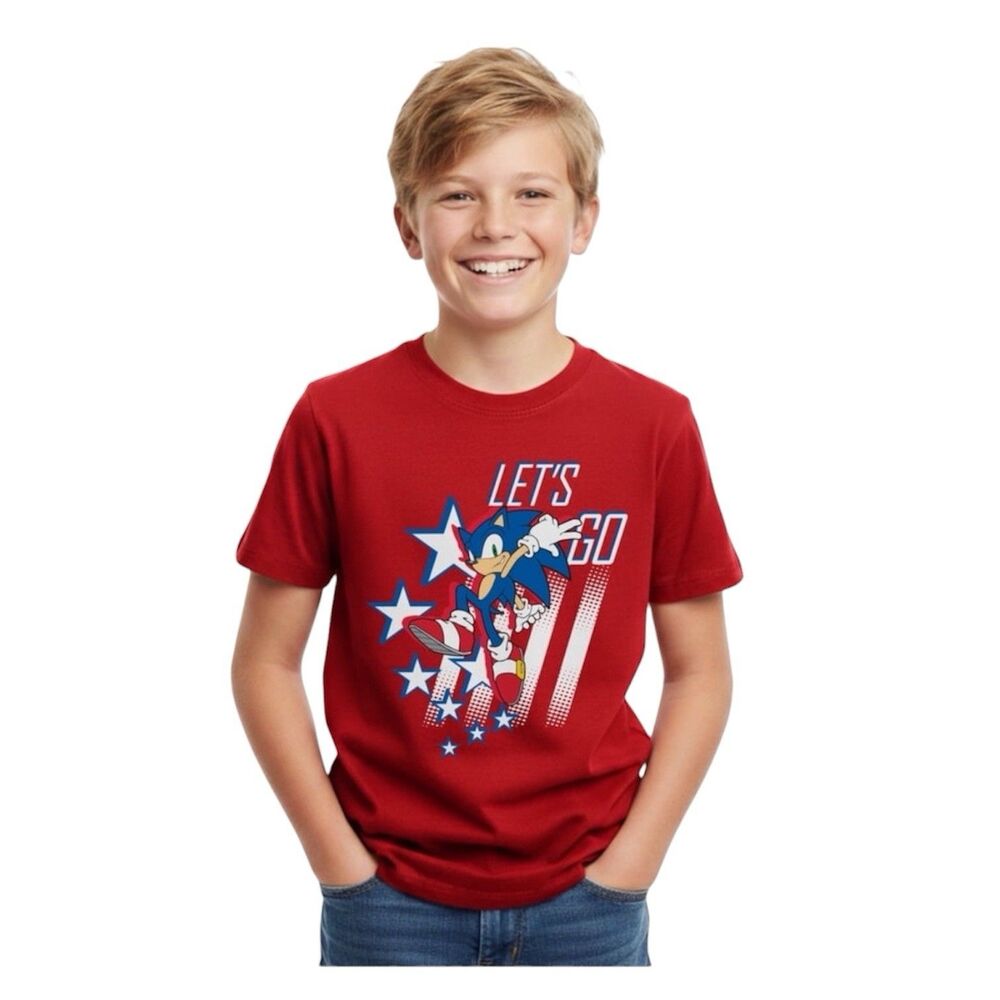 Sonic the Hedgehog Boys' Graphic Tee 4th of July Let's Go Size 4/5